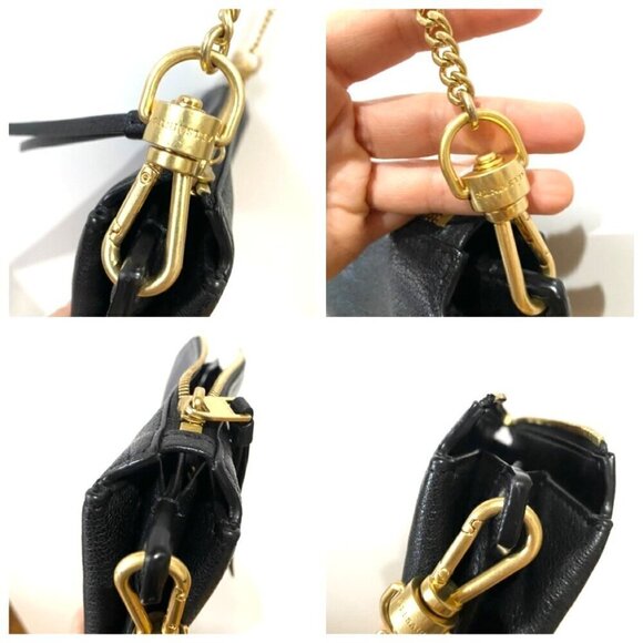 allsaints fletcher xbody bag leather black gold clutch grunge goth clutch $299 - Picture 10 of 16